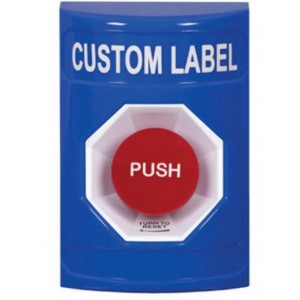 STI SS2401ZA-EN Stopper Station – Blue – Push and Turn Reset – Custom Label